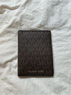 Michael Kors Dark Brown Passport/Card Holder with Signature Logo